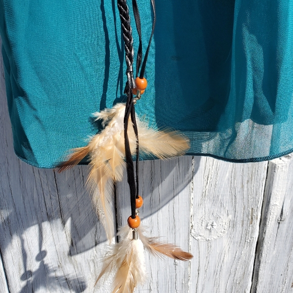 Sweet Storm Teal Feather Dress - Picture 5 of 7